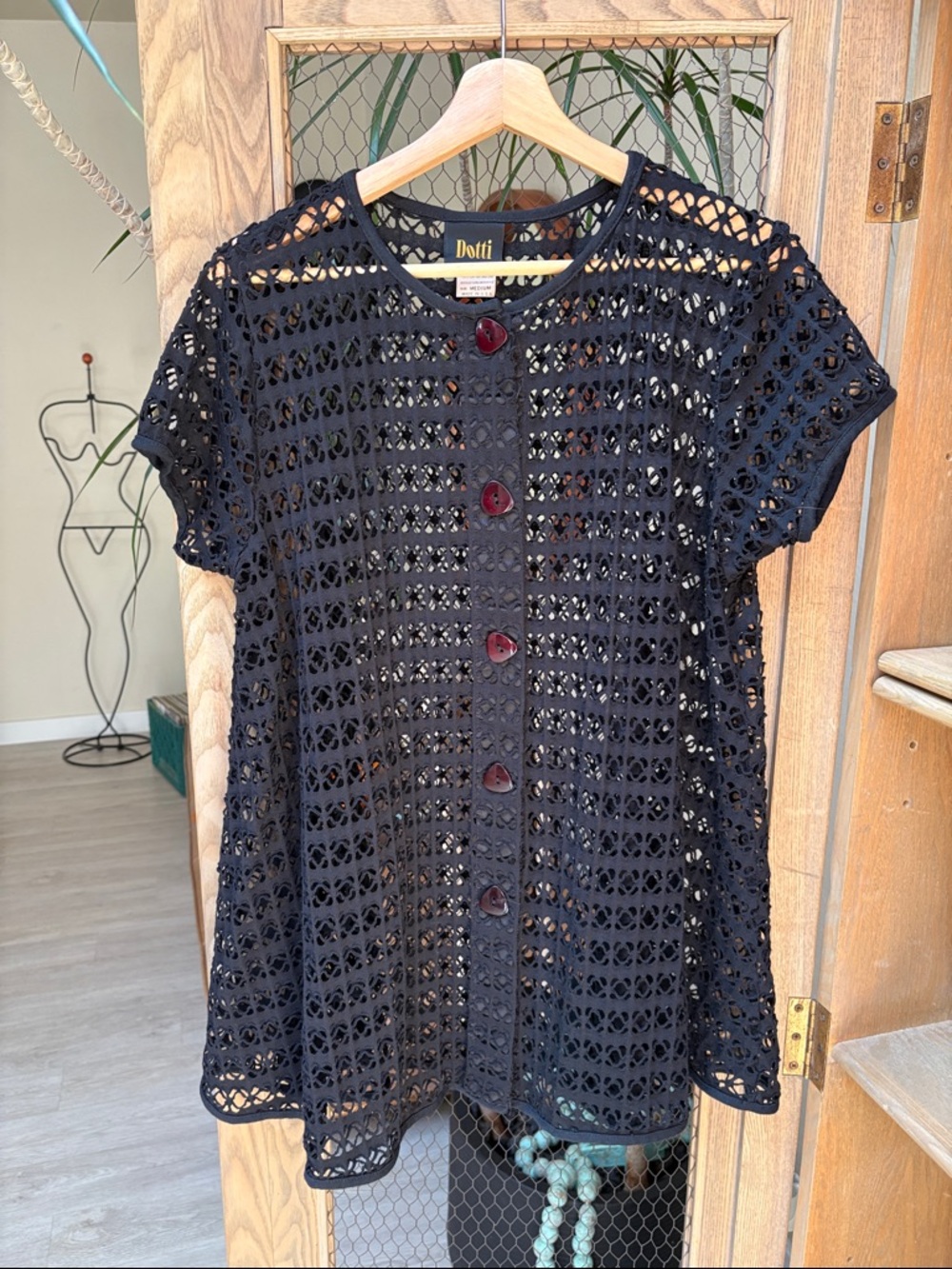 Vintage Dotti Black Cutouts Coverup
